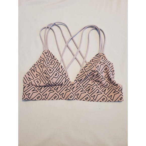 Victoria's Secret Pink Bralette Strappy Logo Sz Small - Picture 1 of 5